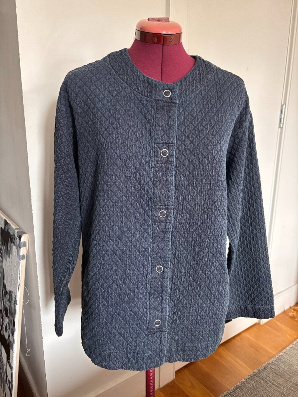 Quilted Jacket Pure Jill Indigo Cotton Snap XS Oversized Japanese Chore Coat